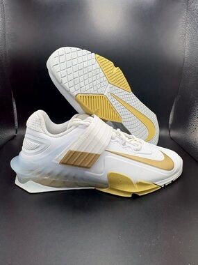 Nike Savaleos White Metallic Gold CV5708-101 sz 7 Men's Weightlifting Gym